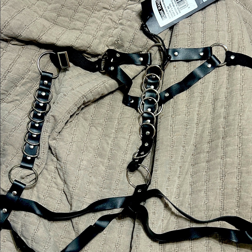 Punk Rave Strap Harness with Silver Rings